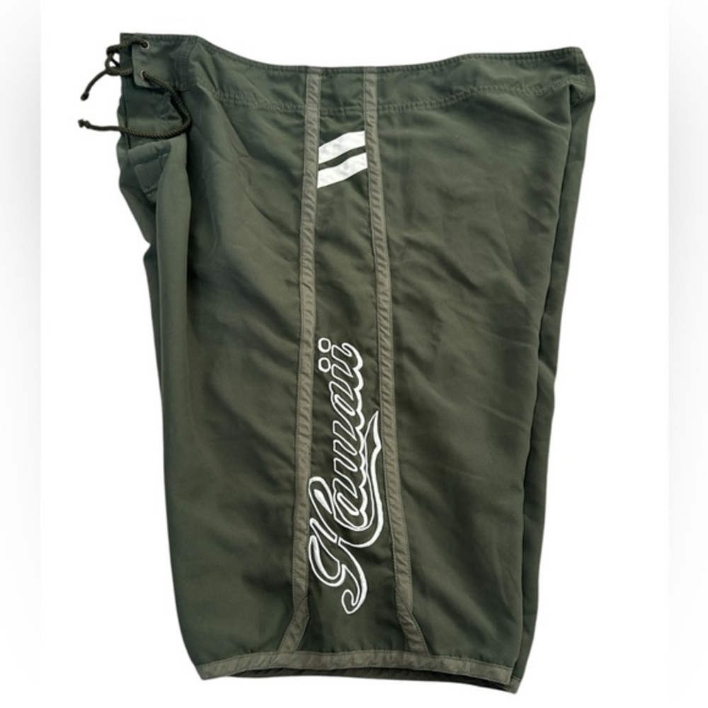 FAVANT HAWAII SWIM BOARD SHORTS OLIVE GREEN 100% COTTON, SIZE 40